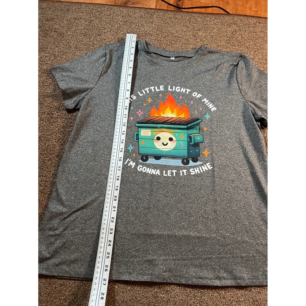 Dumpster Fire Graphic T-Shirt Womens XL Gray Meme Funny Sarcastic Good NEW - Picture 4 of 8